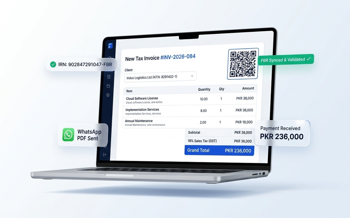 Digital Invoices Cloud ERP & POS — Complete cloud ERP suite covering sales, purchases, bank reconciliation, expense audits, and bilingual invoice generation built for Pakistani businesses.